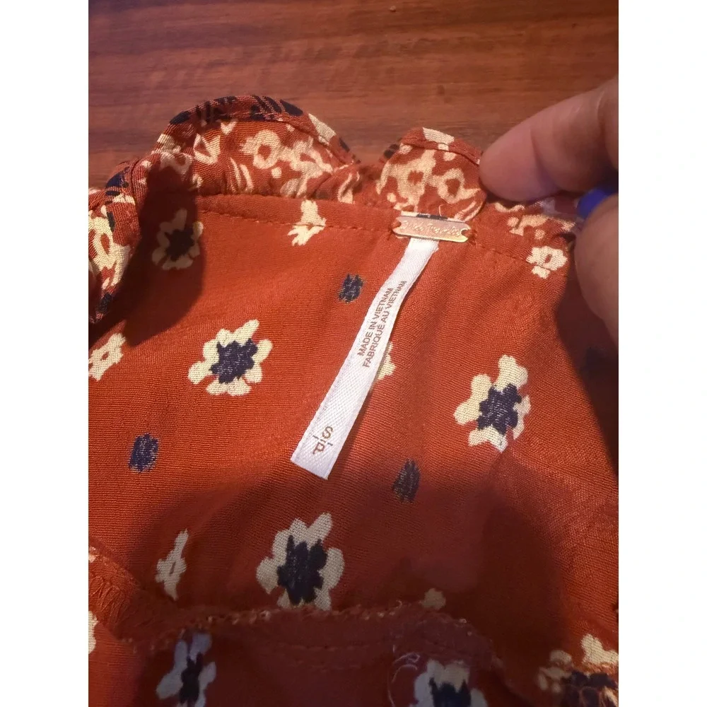Free People Rare Feelings Maxi Dress Rust Orange Floral Boho Duster Size S - Picture 3 of 9